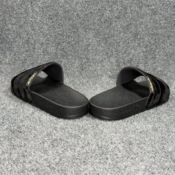 Adidas Adilette Slide Sandals Women's Size 8 Black Gold Metallic Summer Pool - Picture 6 of 11